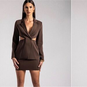 Meshki Nova Cut Out Blazer Chocolate Brown Size XS NWT